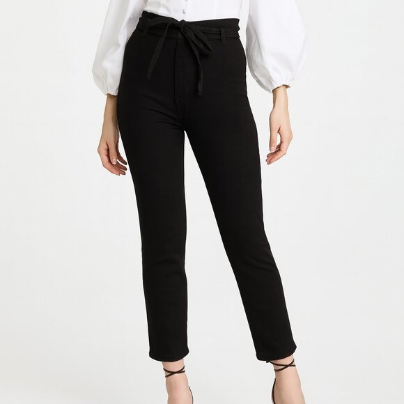 REFORMATION Vicki Washed Black High Waist Belted Straight Jeans Womens Size 31 - Picture 1 of 13
